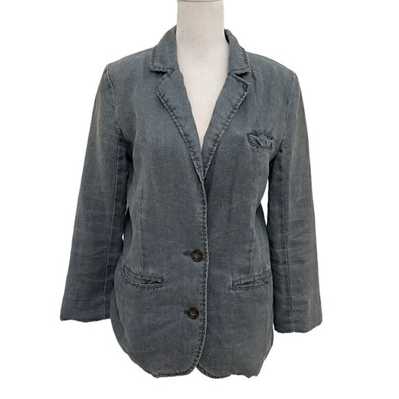 *Abercrombie 100% Linen Faded Wash Lined Blazer Jacket Blue Womens size Small - Picture 1 of 6